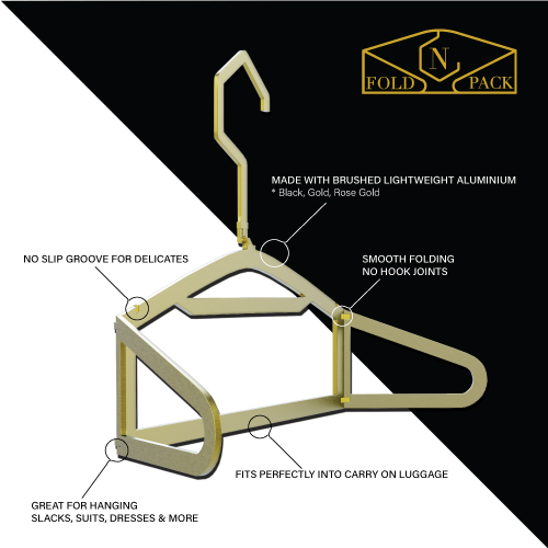 FoldNPack Foldable Hanger Black Brushed Metal